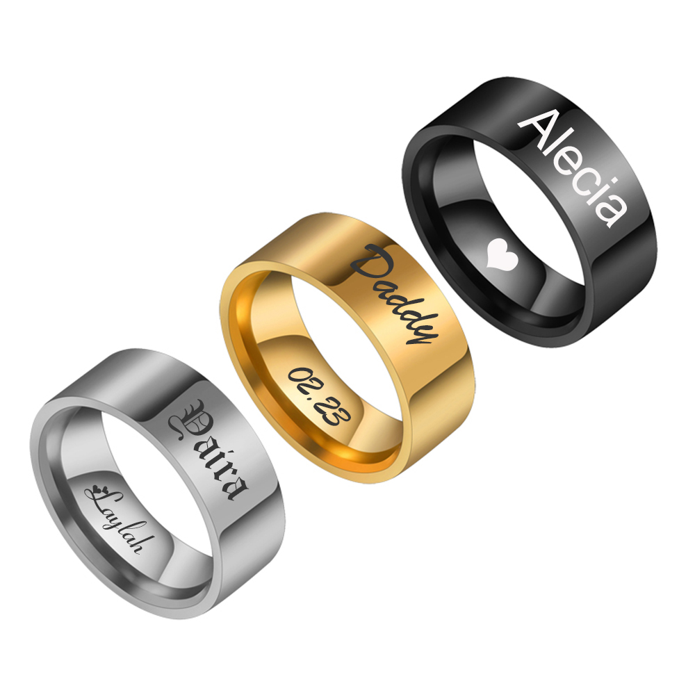 Coupling 8Mm - خواتم بانك مخصصة منقوشة بالاسم والتاريخ