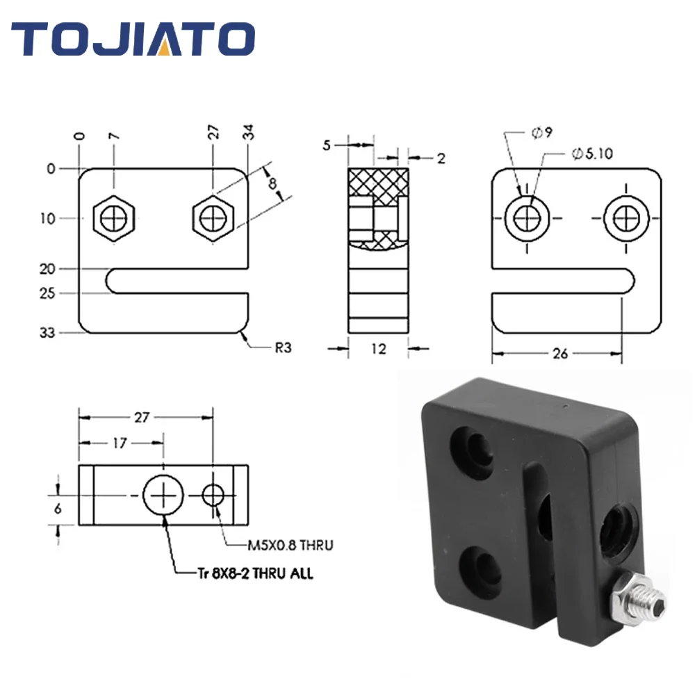 1-6 قطع من مسامير POM المانعة  - مراجعة Lead Screw 8Mm وسعره