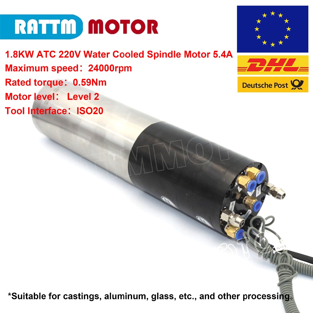 1.8KW 2.2KW ISO20 مخرطة تبريد  - مراجعة Water Cooled Spindle وسعره
