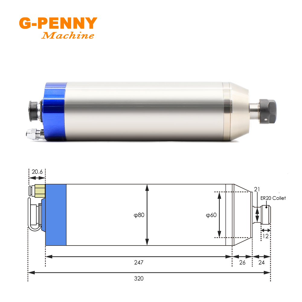 G-PENNY 2.2KW ER20 محرك مغزل م - مراجعة Water Cooled Spindle وسعره