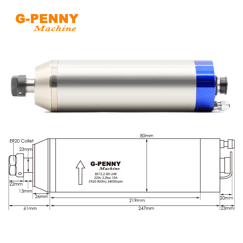 G-Penny 2.2KW محرك المغزل المب - مراجعة Water Cooled Spindle وسعره